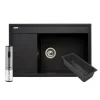 Zlewozmywak czarny z wkładką ociekową prawy ARES 79x50 cm + korkociąg