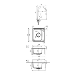 Zlewozmywak granitowy czarny z baterią DEANTE 55x44 cm