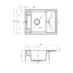 Zlewozmywak granitowy 1-komorowy MAGNETIC ZRM N11A czarny mat