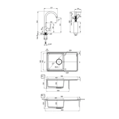Zlewozmywak granitowy z ociekaczem, baterią i dozownikiem czarny DEANTE 78x50 cm