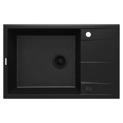 Zlewozmywak granitowy z ociekaczem czarny mat ERIDAN