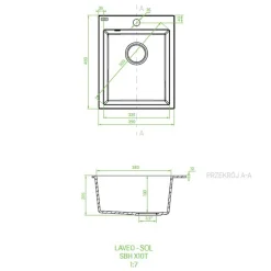 Zlewozmywak jednokomorowy 39x48 cm czarny granitowy LAVEO SOL