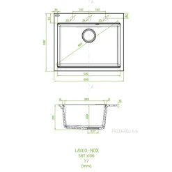 Zlewozmywak jednokomorowy LAVEO NOX 60x50 cm beżowy granitowy