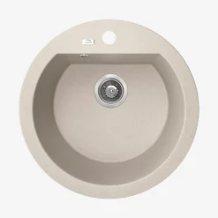 Zlewozmywak jednokomorowy 51x51 cm LAVEO FLOS okrągły beżowy granitowy