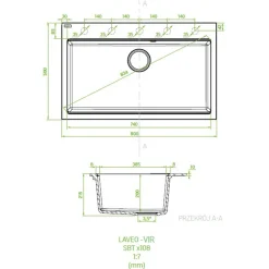 Zlewozmywak jednokomorowy z dużą komorą 80x50 cm beżowy LAVEO VIR