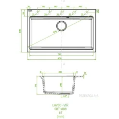 Zlewozmywak jednokomorowy z dużą komorą LAVEO VIR 80x50 cm czarny