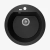 Zlewozmywak jednokomorowy 51x51 cm LAVEO FLOS okrągły czarny granitowy