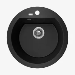 Zlewozmywak jednokomorowy 51x51 cm LAVEO FLOS okrągły czarny granitowy