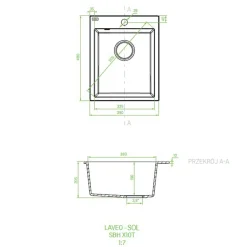 Zlewozmywak jednokomorowy 39x48 cm beż granitowy LAVEO SOL