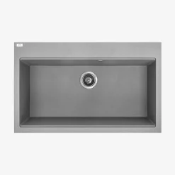 Zlewozmywak jednokomorowy z dużą komorą LAVEO VIR 80x50 cm szary kamienny