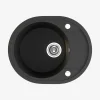 Zlewozmywak jednokomorowy okrągły z półociekaczem 58x47 cm czarny LAVEO BOS