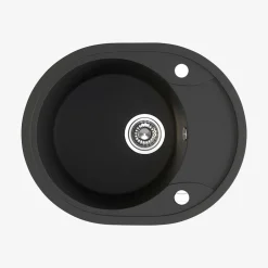 Zlewozmywak jednokomorowy okrągły z półociekaczem 58x47 cm czarny LAVEO BOS