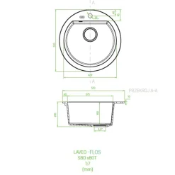Zlewozmywak jednokomorowy okrągły fi 51 cm szary kamienny granitowy LAVEO FLOS