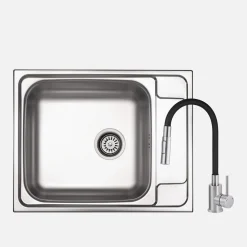 Zlewozmywak stalowy SOUL 63x5O DEKOR z baterią wielofunkcyjną LUNO