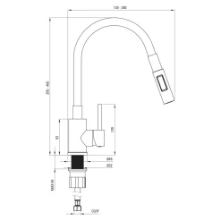 Zlewozmywak stalowy SOUL 63x5O DEKOR z baterią wielofunkcyjną LUNO