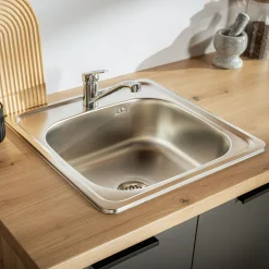 Zlewozmywak stalowy z baterią VITA 47,5x47,5 cm