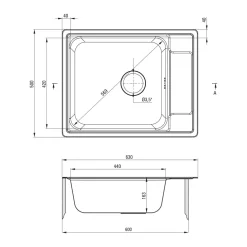 Zlewozmywak stalowy z ociekaczem satyna SOUL 63x50 cm