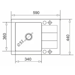 Zlewozmywak z baterią czarno-srebrną HEROS 59x44 cm