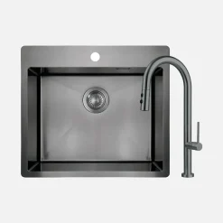 Zlewozmywak z baterią wielofunkcyjną OLFATO PRECIOUS TITANIUM 55x50,5 cm