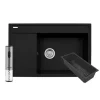 Zlewozmywak z wkładką ociekową prawy karbon ARES 79x50 cm + korkociąg