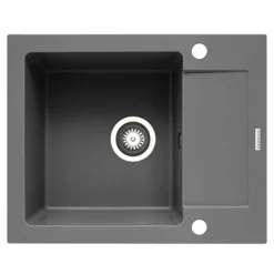 Zlewozmywak ZEFIR z baterią HERA szary beton 62x50 cm + Pyra Clean